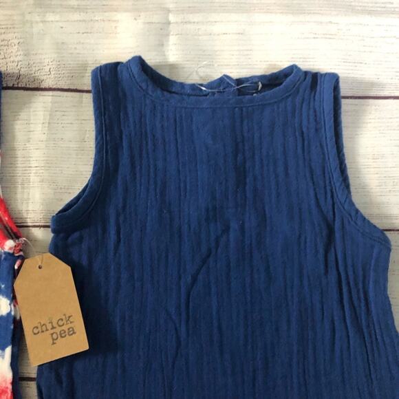 Chick Pea Two Piece Summer Style Sleeveless Blue and Tie Dye Romper Set Sz 3-6 M - Picture 7 of 16